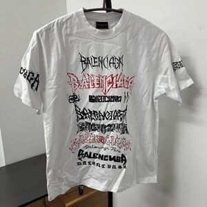 Balenciaga white printed short-sleeved T-shirt